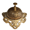 Classic vintage brass service bell with intricate detailing, adding old-world charm to your decor. Perfect for a traditional or vintage-inspired setting, combining elegance with functionality.
