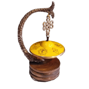 Handcrafted Tibetan hanging manjira cymbals with traditional design, producing a clear, vibrant sound for meditation and spiritual practices. Ideal for enhancing rituals and sacred space.