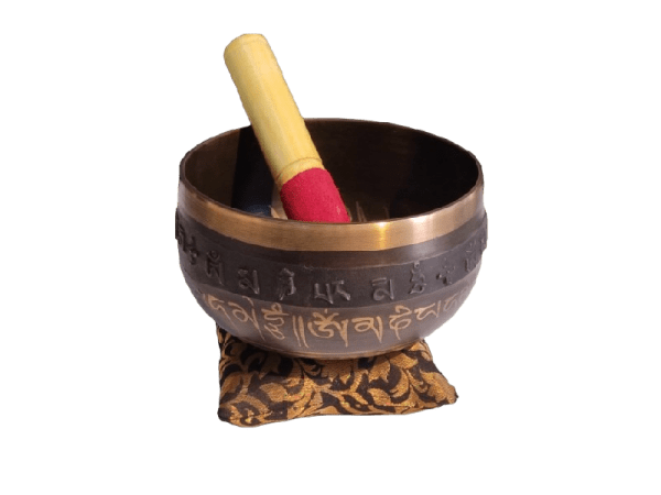 Meditation bowl with a polished finish, designed to produce soothing sounds for relaxation and focus. Ideal for enhancing meditation, mindfulness, and spiritual practices.