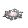 Tealight candle holder made of sleek, polished aluminum with a minimalist design, featuring a standard-sized opening for tealight candles.