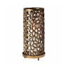 Elegant candle cage holder with intricate metalwork design, featuring a cylindrical shape and open framework to hold a tealight candle. The holder's stylish pattern adds a touch of sophistication and warmth to any décor.