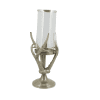 Elegant candle stand with a glass top, featuring a sleek and modern design. The glass top provides a clear, reflective surface, showcasing the candle while adding a touch of sophistication to any décor.
