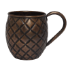 Antique ribbed copper mug with a classic, textured design and durable copper construction. Ideal for adding a vintage touch to cocktails and beverages.