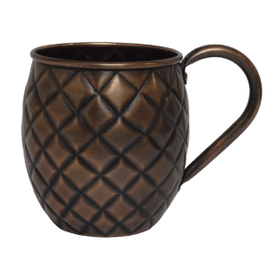 Antique ribbed copper mug with a classic, textured design and durable copper construction. Ideal for adding a vintage touch to cocktails and beverages.