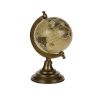 Elegant tabletop globe with a golden finish, featuring a detailed world map and a classic, sophisticated stand. The globe's lustrous gold surface and intricate cartographic details make it a stunning decorative piece for any desk or bookshelf.