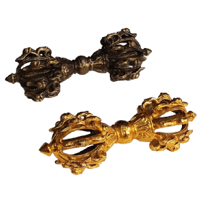 Brass dorje vajra with intricate designs, symbolizing spiritual strength and enlightenment. Ideal for meditation, rituals, and as a decorative piece in spiritual practices.