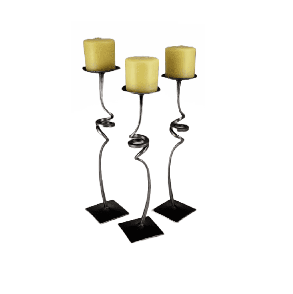 Classic aluminum candle holders with an elegant design, showcasing a timeless and sophisticated look suitable for various home decor styles.