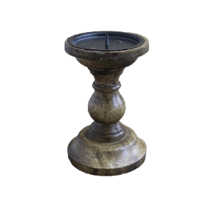 Handcrafted wood candle stand with rustic design, featuring elegant details and premium quality finish, perfect for enhancing home décor.