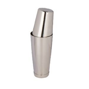 Stainless steel Boston cocktail shaker with a two-piece design for efficient mixing and shaking. Durable and stylish, ideal for professional and home bar use.
