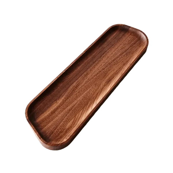 Minimal Wooden tray with raised edges, featuring a natural wood finish, ideal for serving drinks, snacks, or meals, and adding rustic charm to any table setting