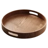 Round bamboo serving tray with a smooth, natural finish, featuring a classic shape and generous surface area, ideal for serving drinks, snacks, or meals with eco-friendly elegance