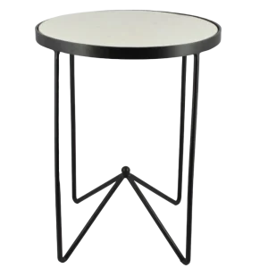 Modern round table with a sturdy iron base and sleek tabletop. Combines industrial charm with contemporary elegance, ideal for dining, working, or entertaining.