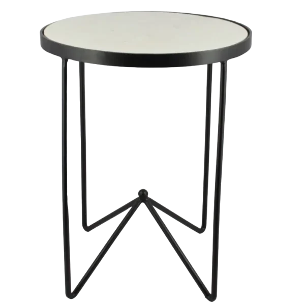 Modern round table with a sturdy iron base and sleek tabletop. Combines industrial charm with contemporary elegance, ideal for dining, working, or entertaining.