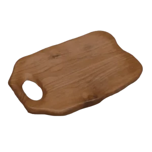 Wooden cheese board with a smooth, spacious surface and natural wood finish, designed for presenting an assortment of cheeses, charcuterie, and accompaniments with rustic elegance.