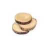 Natural wood coasters set featuring handcrafted coasters with unique grain patterns and a rustic finish, ideal for protecting surfaces from water rings and heat damage.